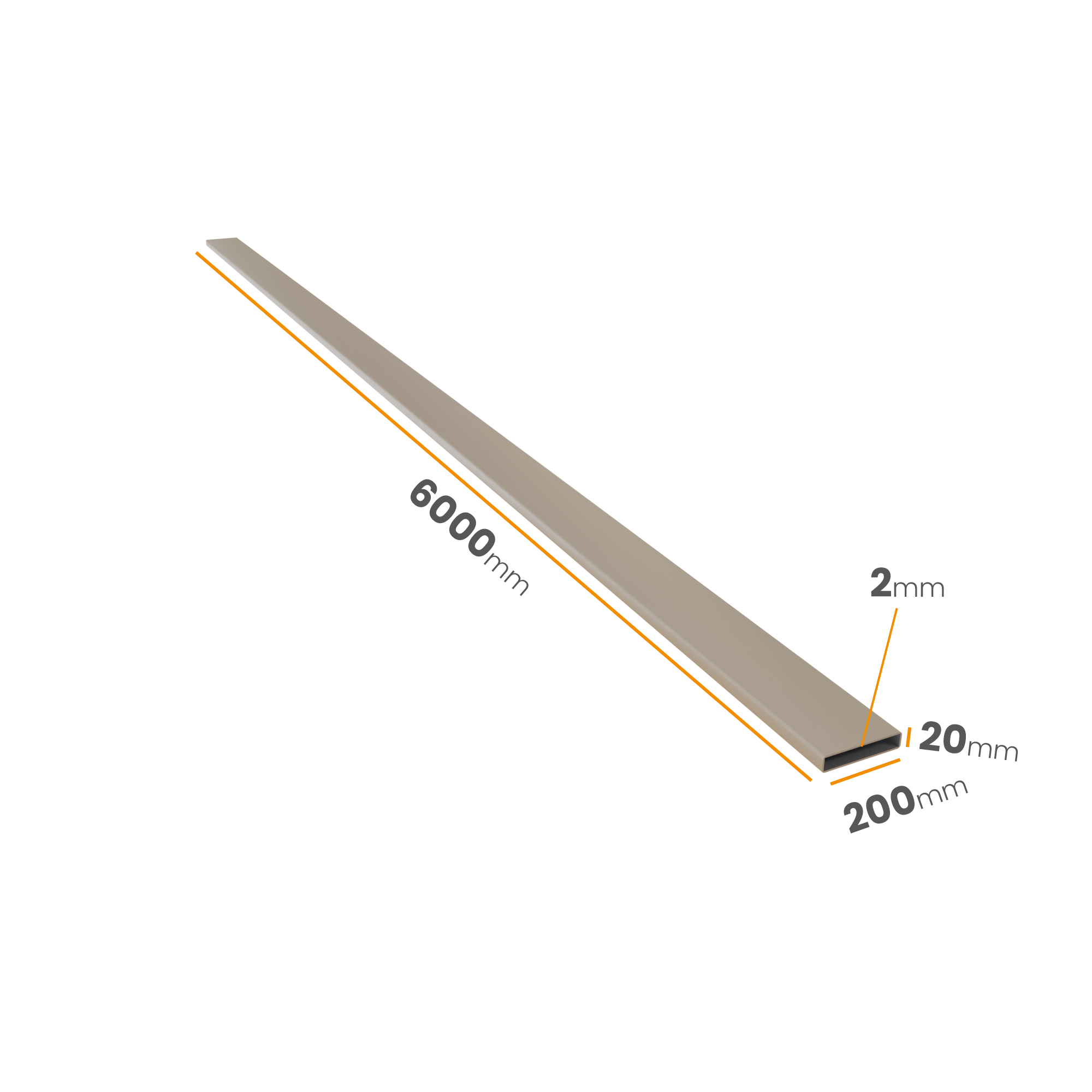 Profil aluminiowy 200x20x2,0x6000 6060 T66