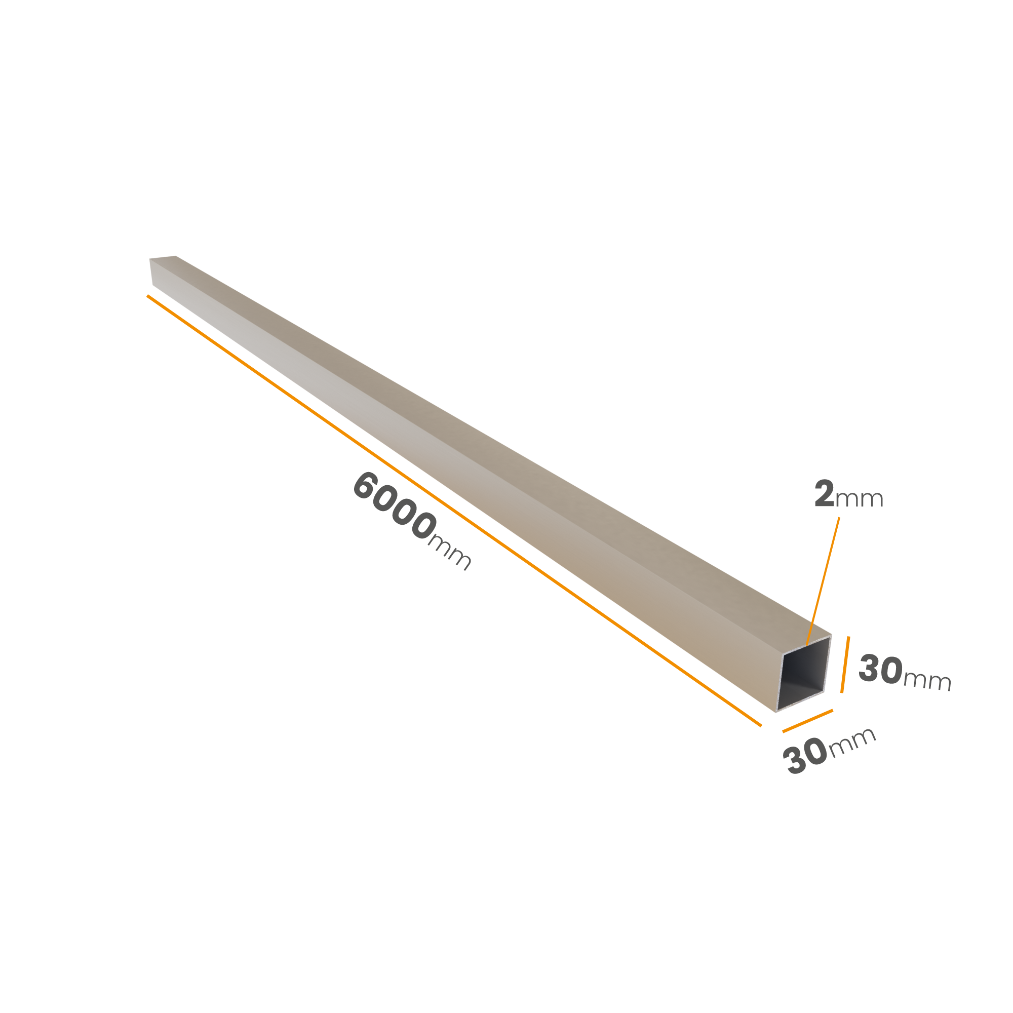 Profil aluminiowy kwadratowy 30x30x2,0x6000 6060 T66