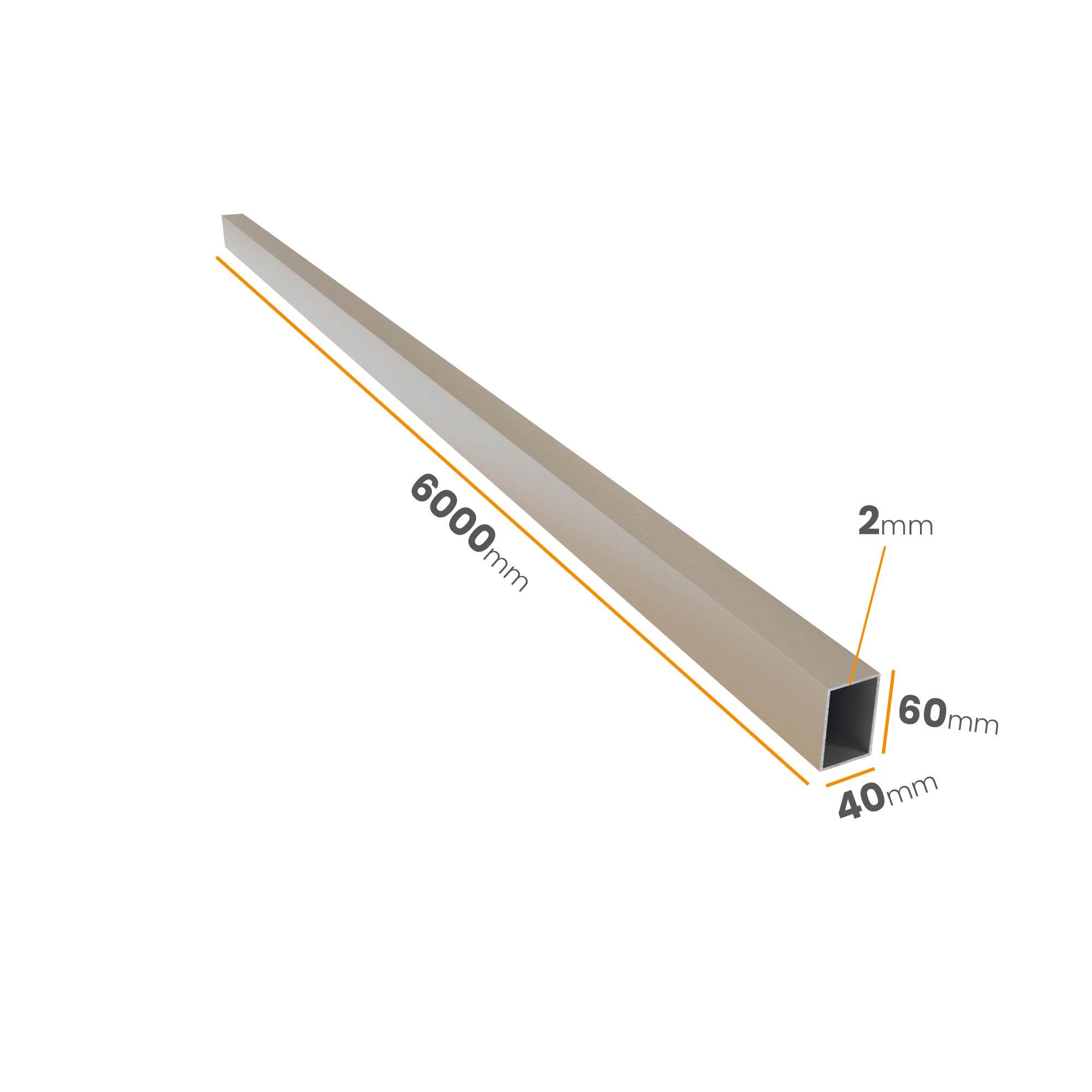 Profil aluminiowy 60x40x2,0x6000 6060 T66