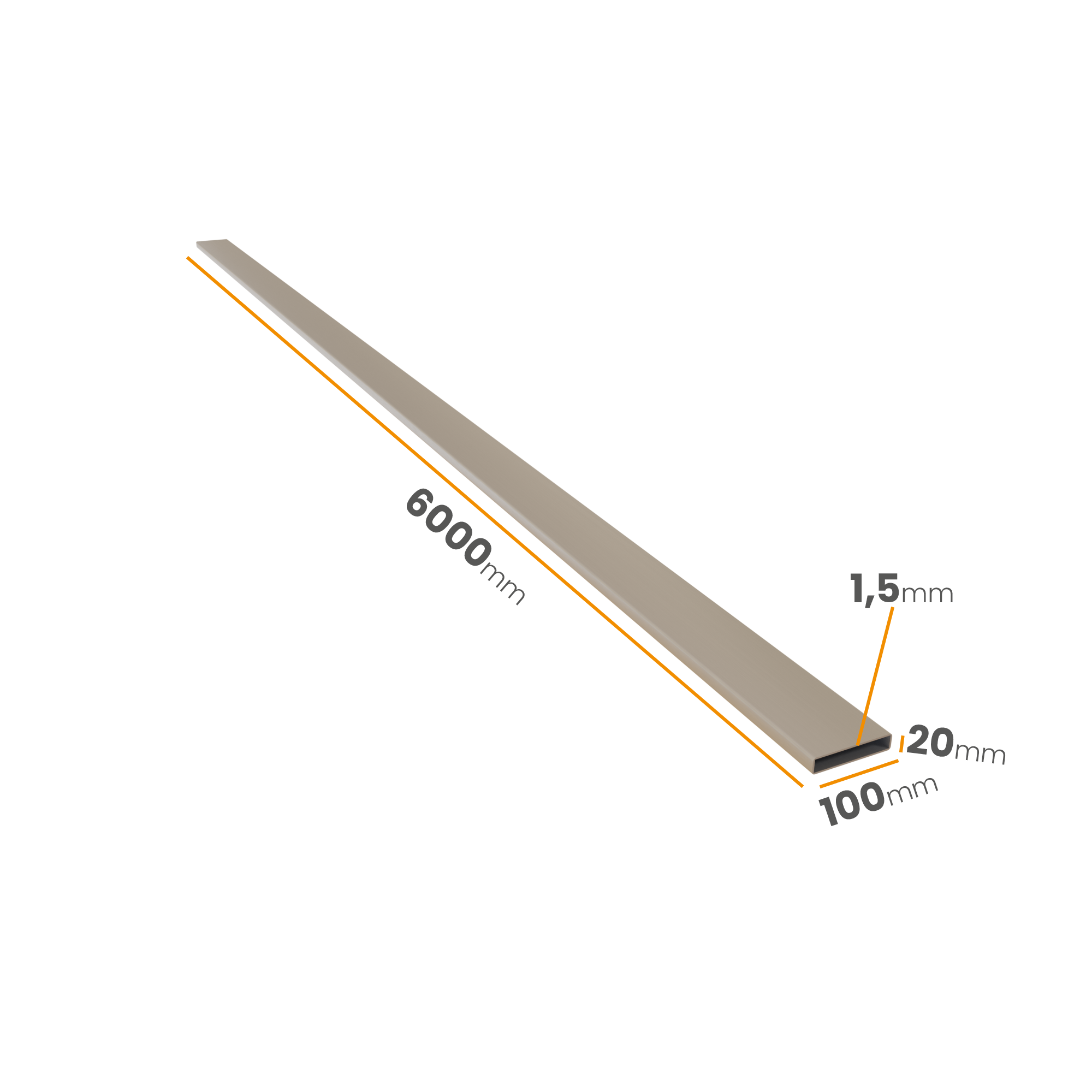 Profil aluminiowy - prostokątny 100x20x1,5x6000 6060 T66